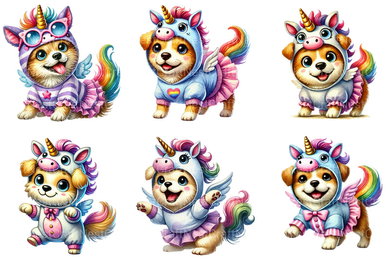 Unicorn Cute Dog Clipart Bundle - CraftNest - Digital Crafting and Art