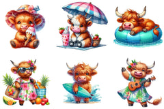 Summer Highland Cow Clipart Bundle 2 - CraftNest - Digital Crafting and Art