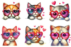 Valentine's Peeking Cat Clipart Bundle - CraftNest - Digital Crafting and Art