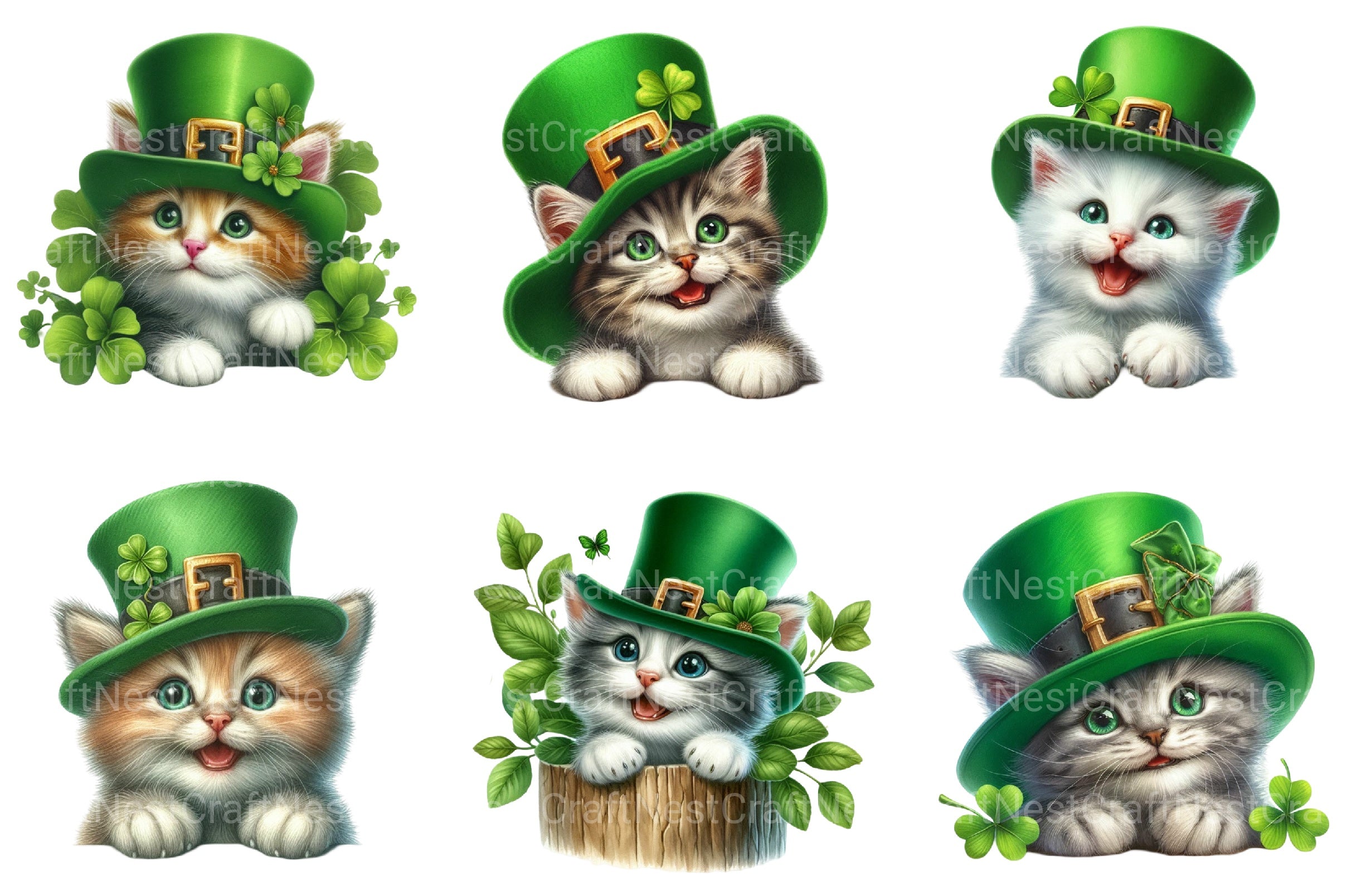 St Patrick's Day Peeking Cats Clipart Bundle - CraftNest - Digital Crafting and Art