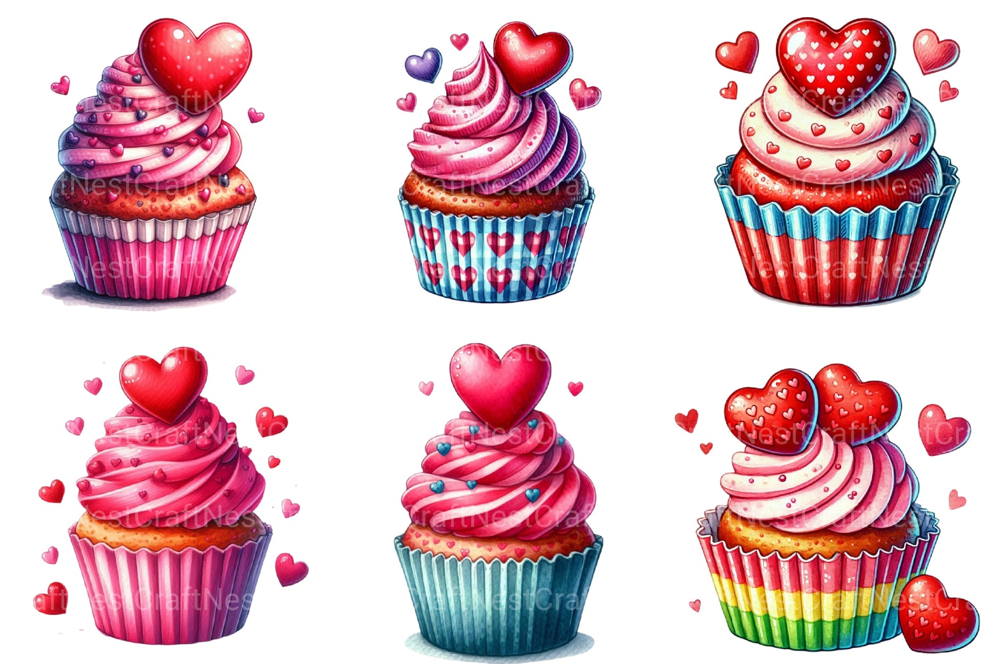 Valentine's Cupcake Clipart Bundle - CraftNest - Digital Crafting and Art