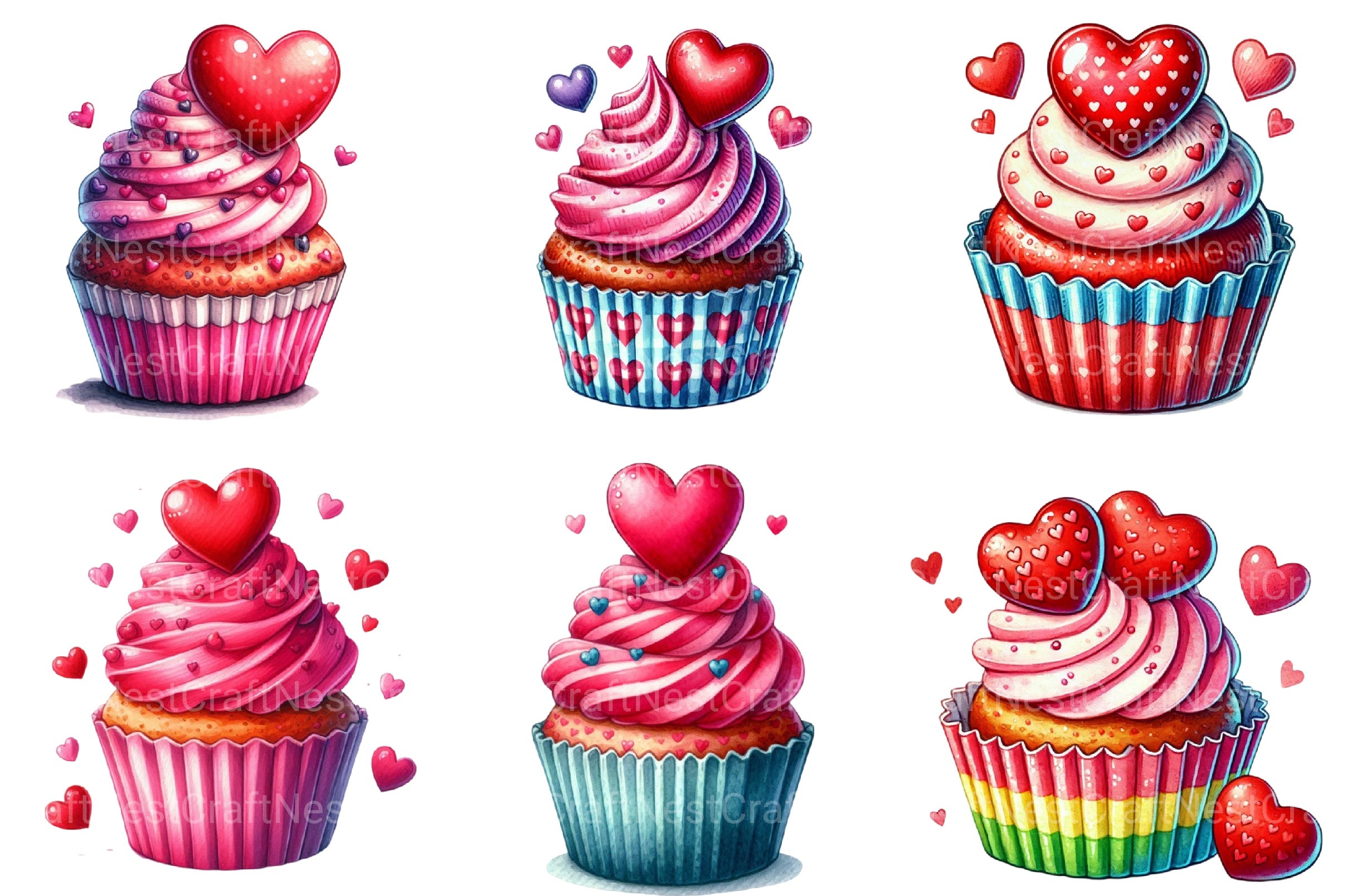 Valentine's Cupcake Clipart Bundle - CraftNest - Digital Crafting and Art