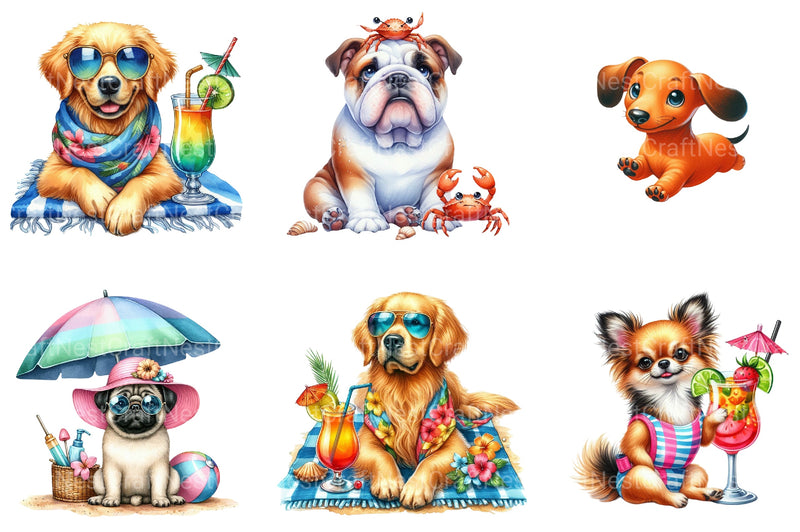 Summer Dog Clipart Bundle - CraftNest - Digital Crafting and Art