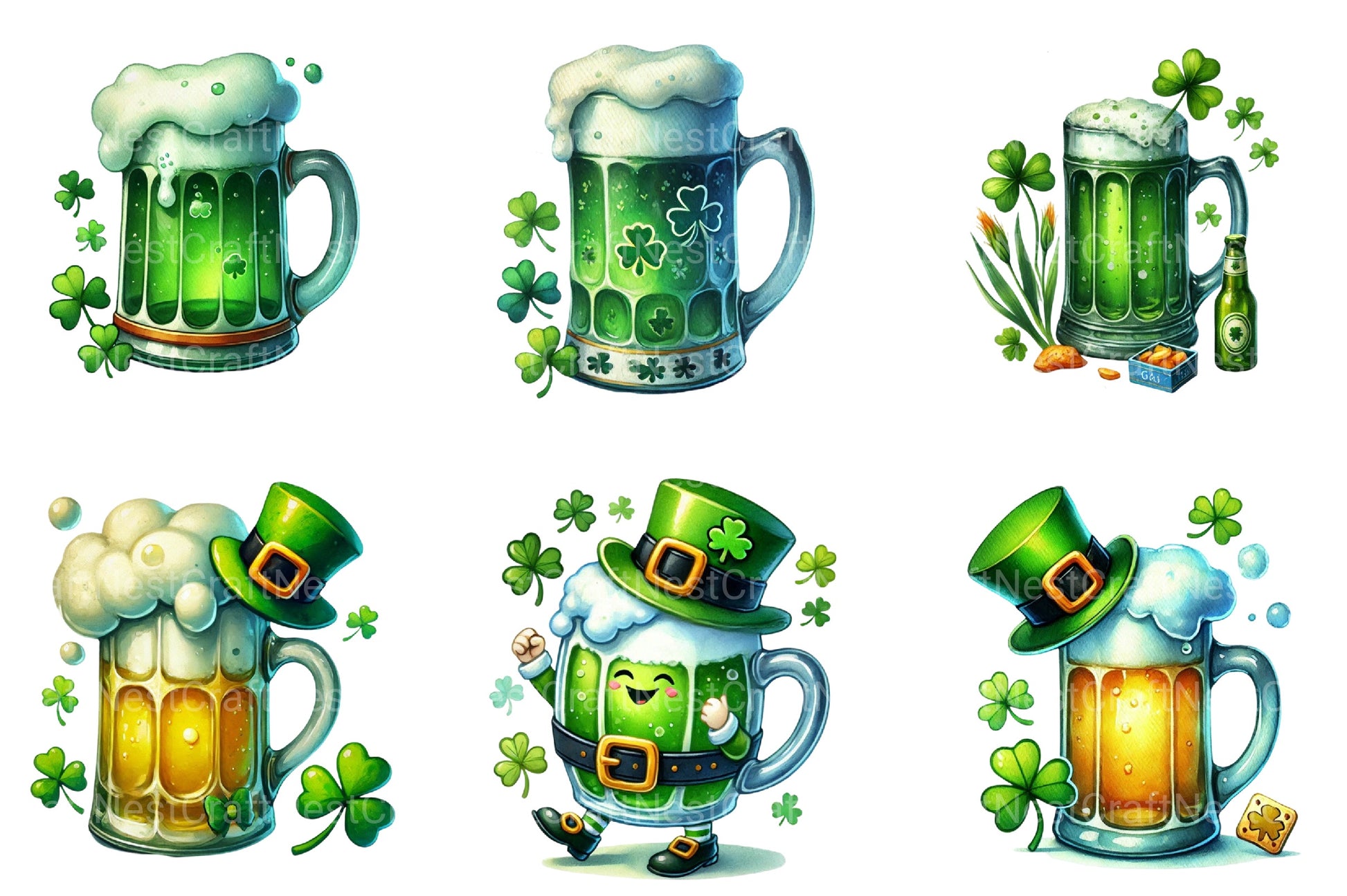 St Patrick's Beer Mug Clipart Bundle 2 - CraftNest - Digital Crafting and Art
