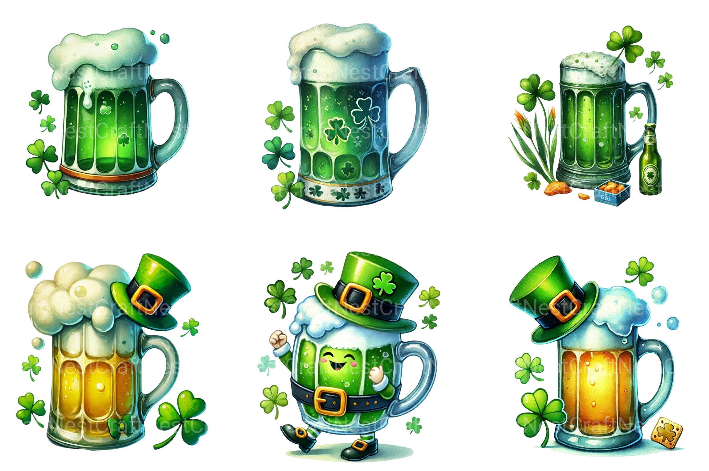 St Patrick's Beer Mug Clipart Bundle 2 - CraftNest - Digital Crafting and Art