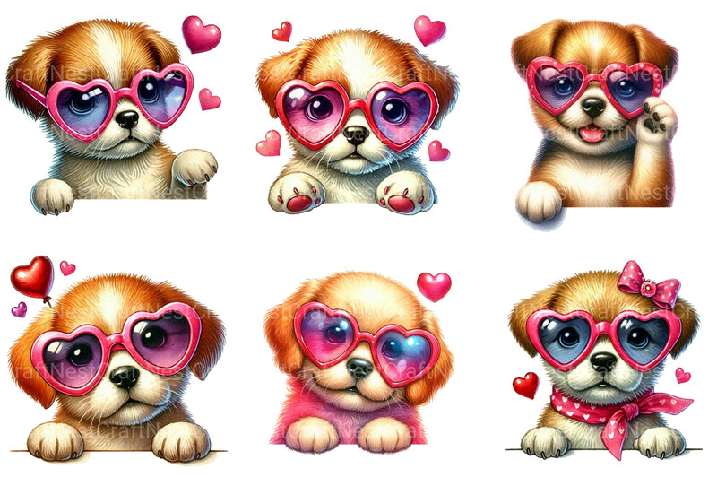 Valentine's Peeking Dog Clipart Bundle - CraftNest - Digital Crafting and Art