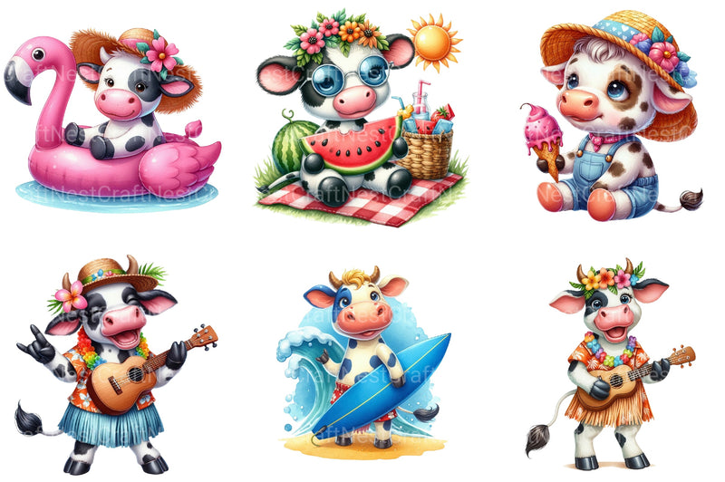 Summer Cow Clipart Bundle - CraftNest - Digital Crafting and Art