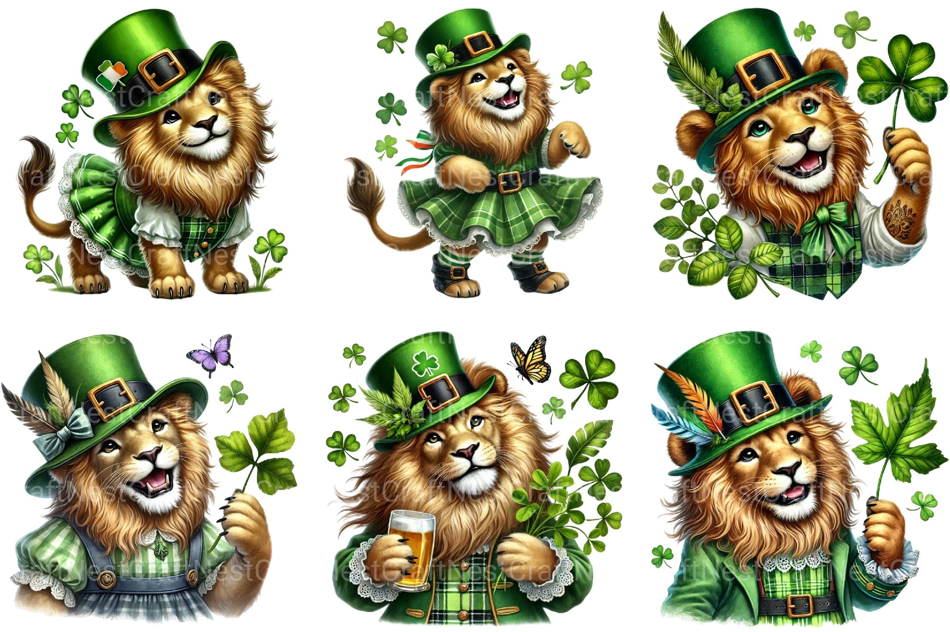 St Patrick's Day Lion Clipart Bundle - CraftNest - Digital Crafting and Art