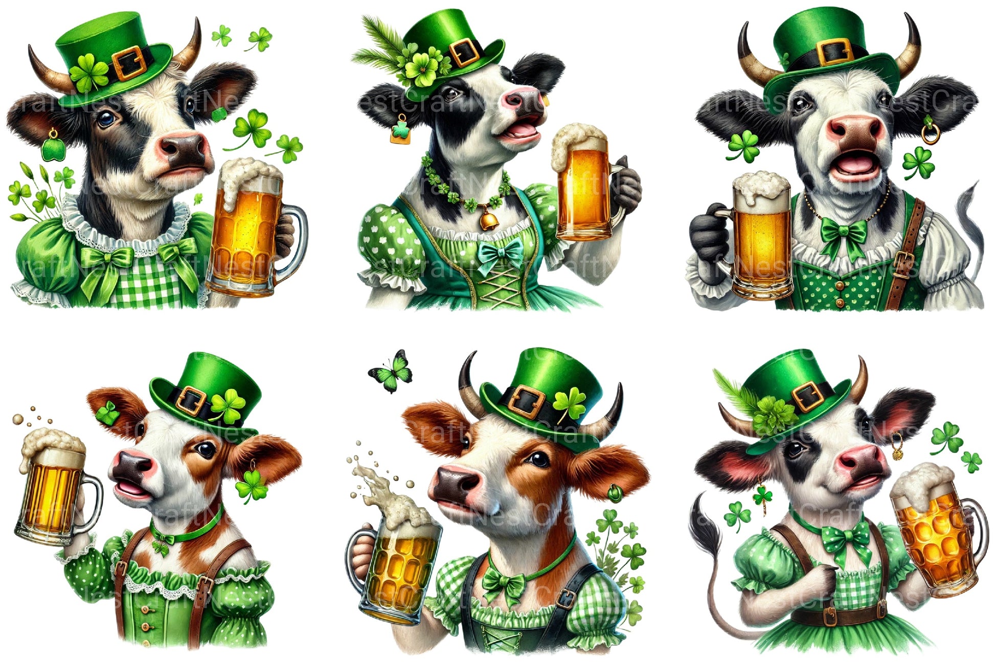 St Patrick's Day Cow Clipart Bundle - CraftNest - Digital Crafting and Art