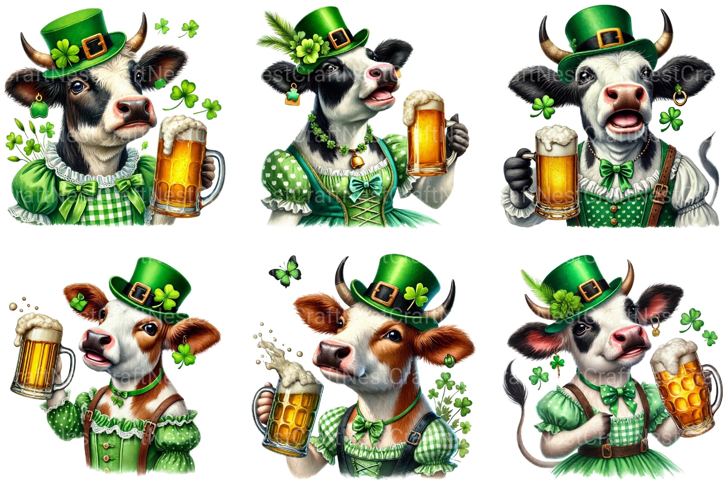 St Patrick's Day Cow Clipart Bundle - CraftNest - Digital Crafting and Art