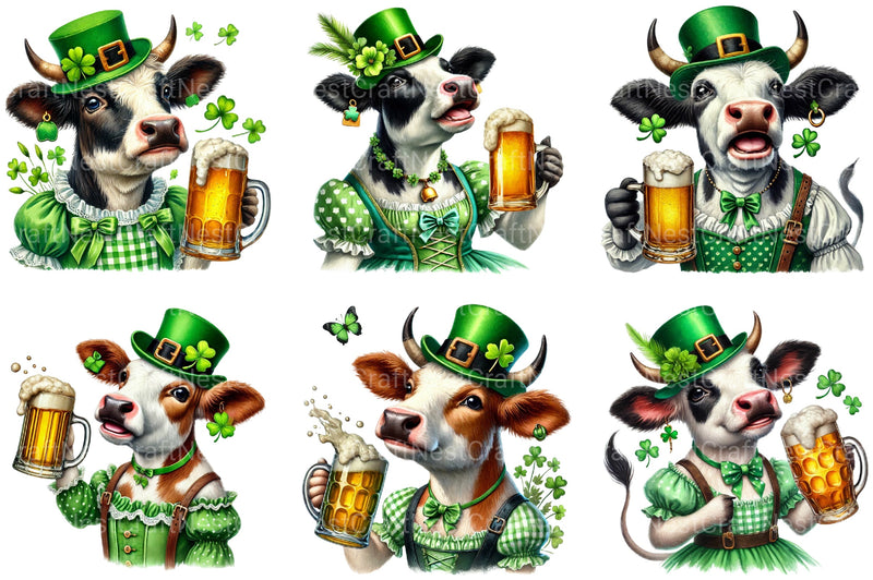 St Patrick's Day Cow Clipart Bundle - CraftNest - Digital Crafting and Art