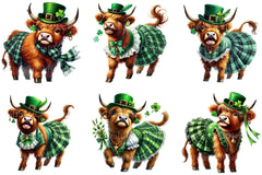 St Patrick's Highland Cow Clipart Bundle 2 - CraftNest - Digital Crafting and Art
