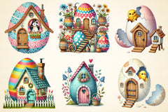 Easter Egg House Clipart Bundle - CraftNest - Digital Crafting and Art
