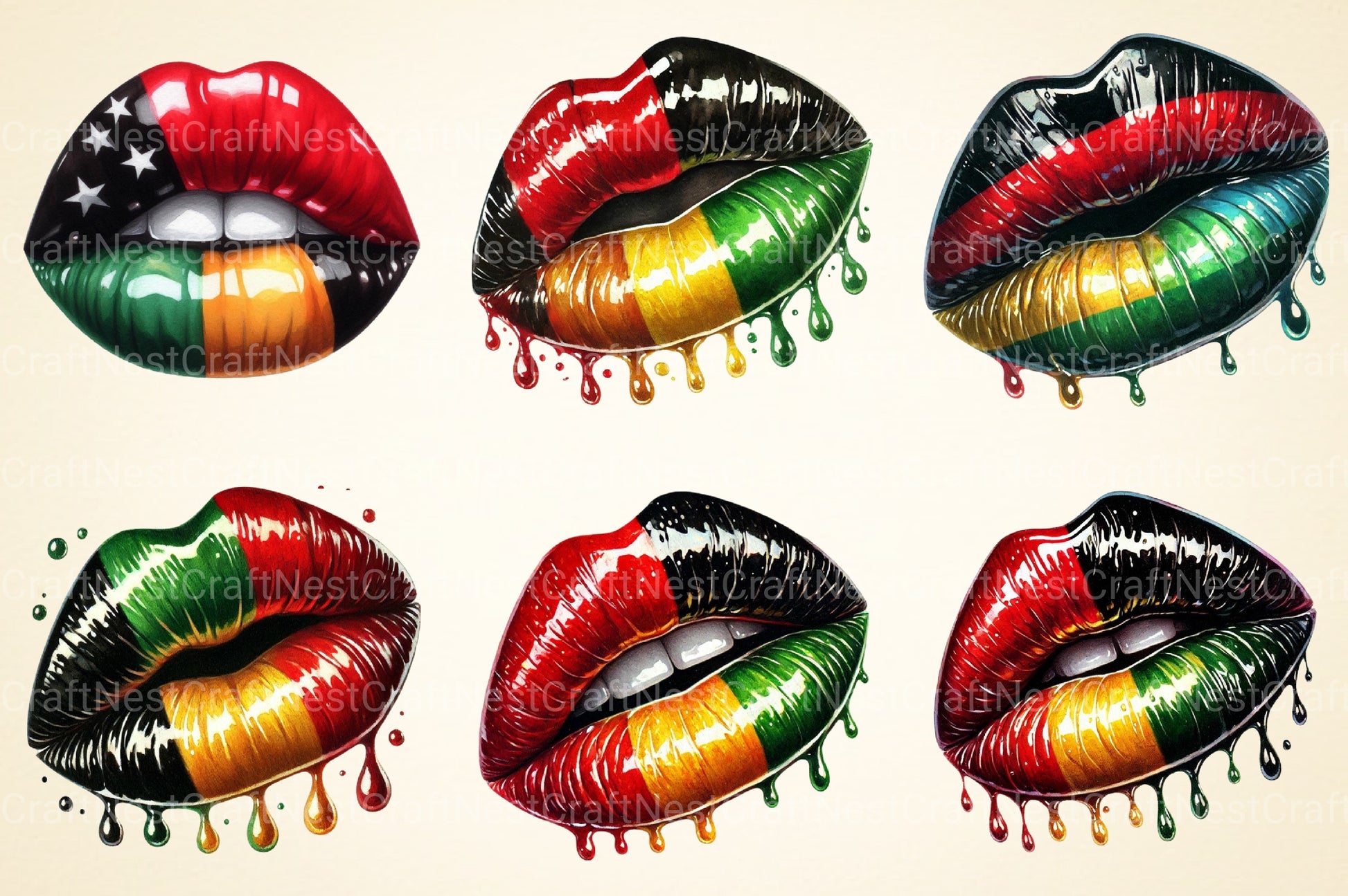 Black History Month Lips Clipart Bundle - CraftNest - Digital Crafting and Art