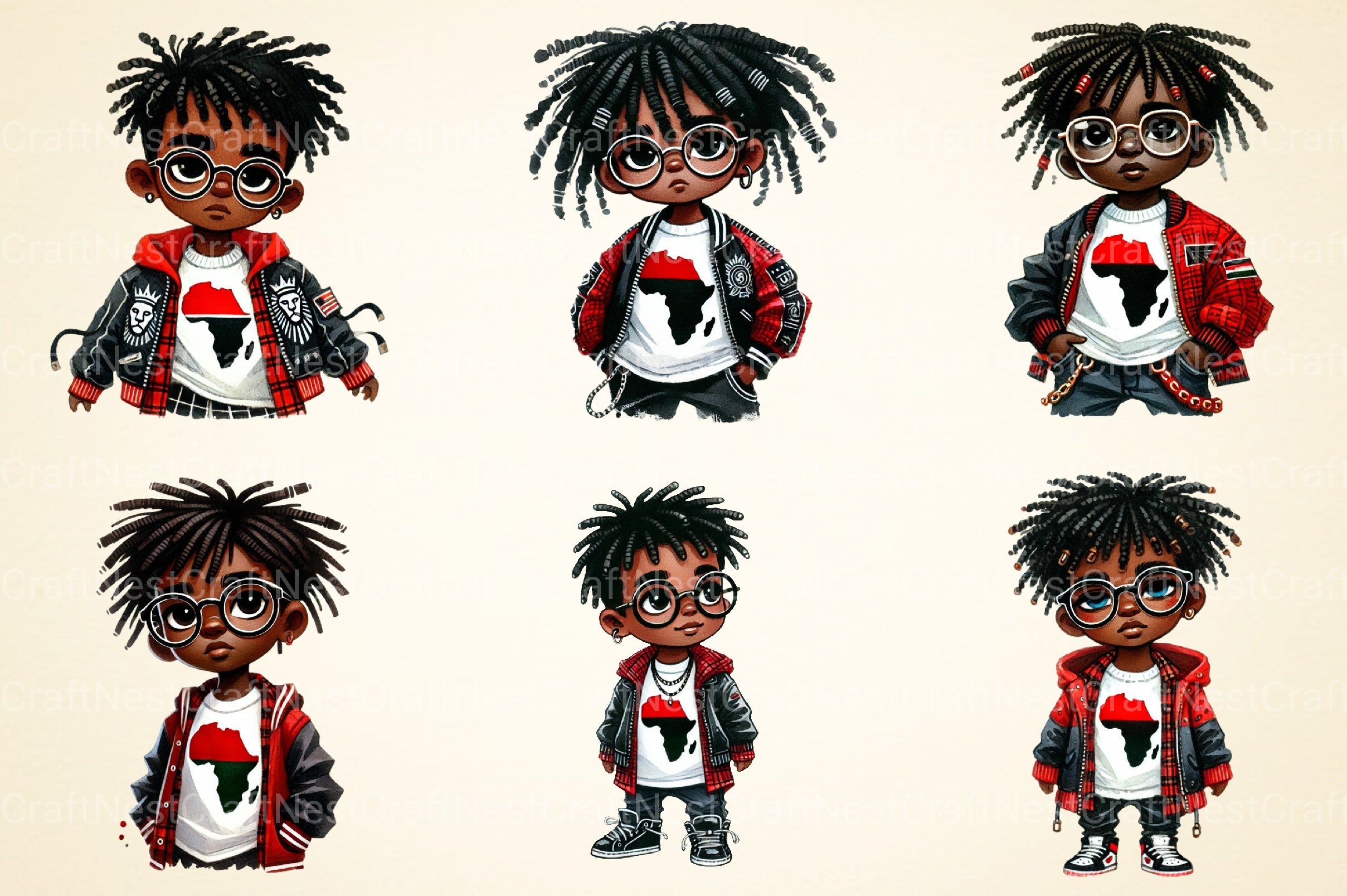 Black History Little Boys Clipart Bundle - CraftNest - Digital Crafting and Art