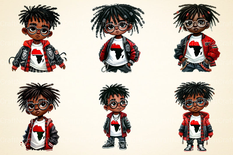 Black History Little Boys Clipart Bundle - CraftNest - Digital Crafting and Art