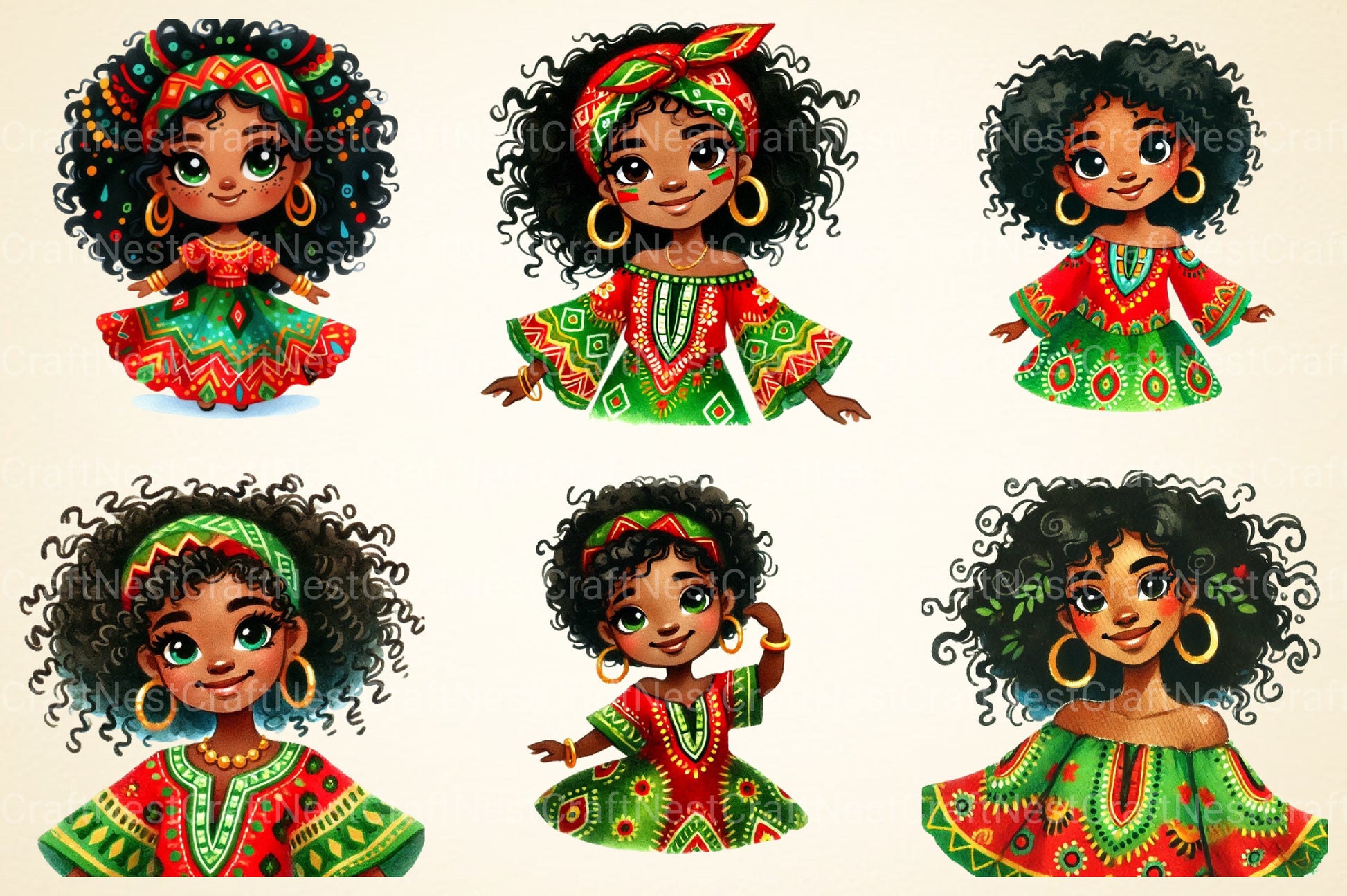 Black History Month Girls Clipart Bundle - CraftNest - Digital Crafting and Art