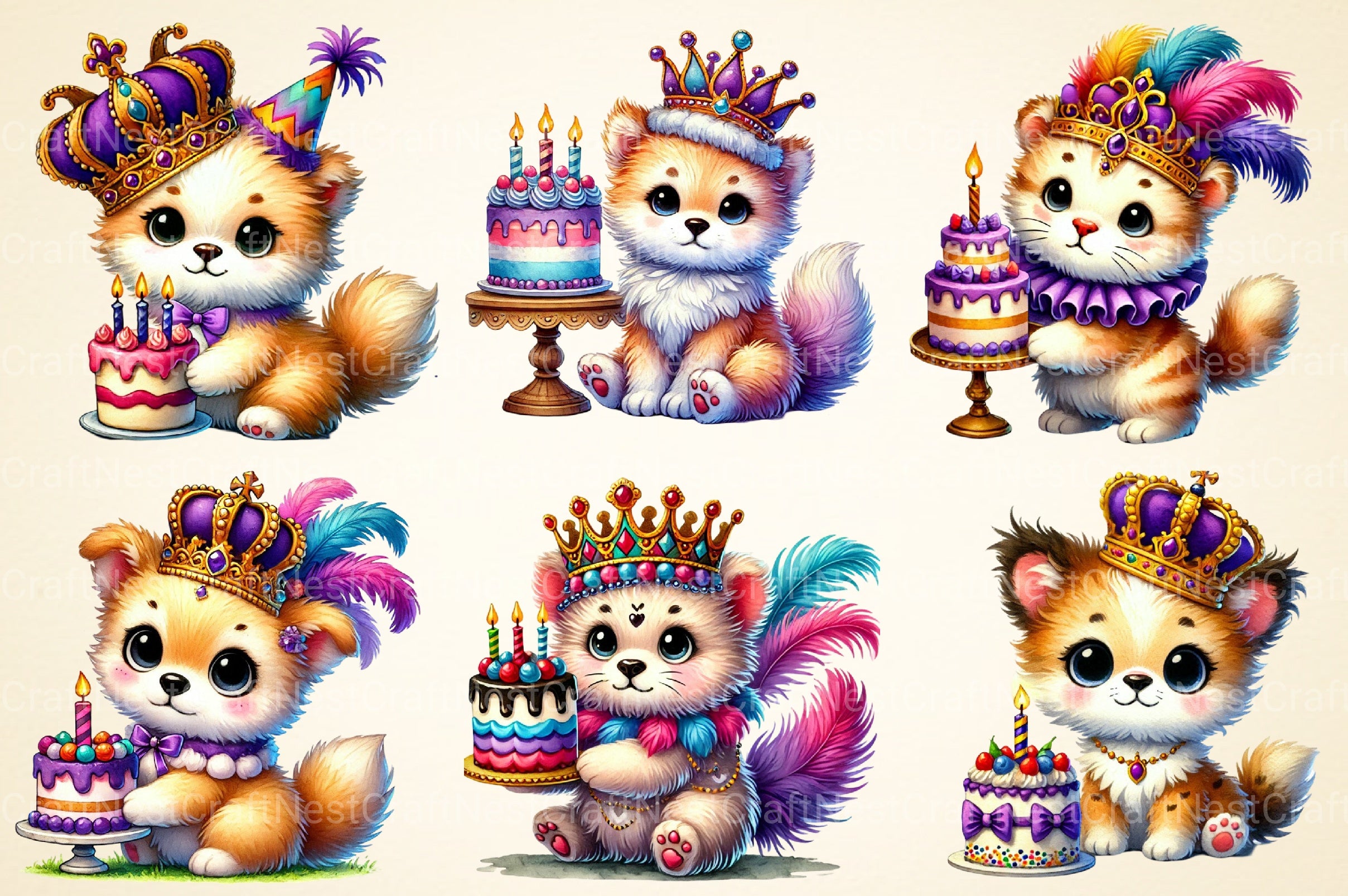 Mardi Gras Animal Clipart Bundle - CraftNest - Digital Crafting and Art