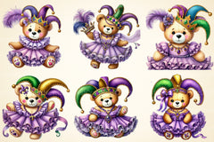 Mardi Gras Teddy Bear Clipart Bundle 1 - CraftNest - Digital Crafting and Art