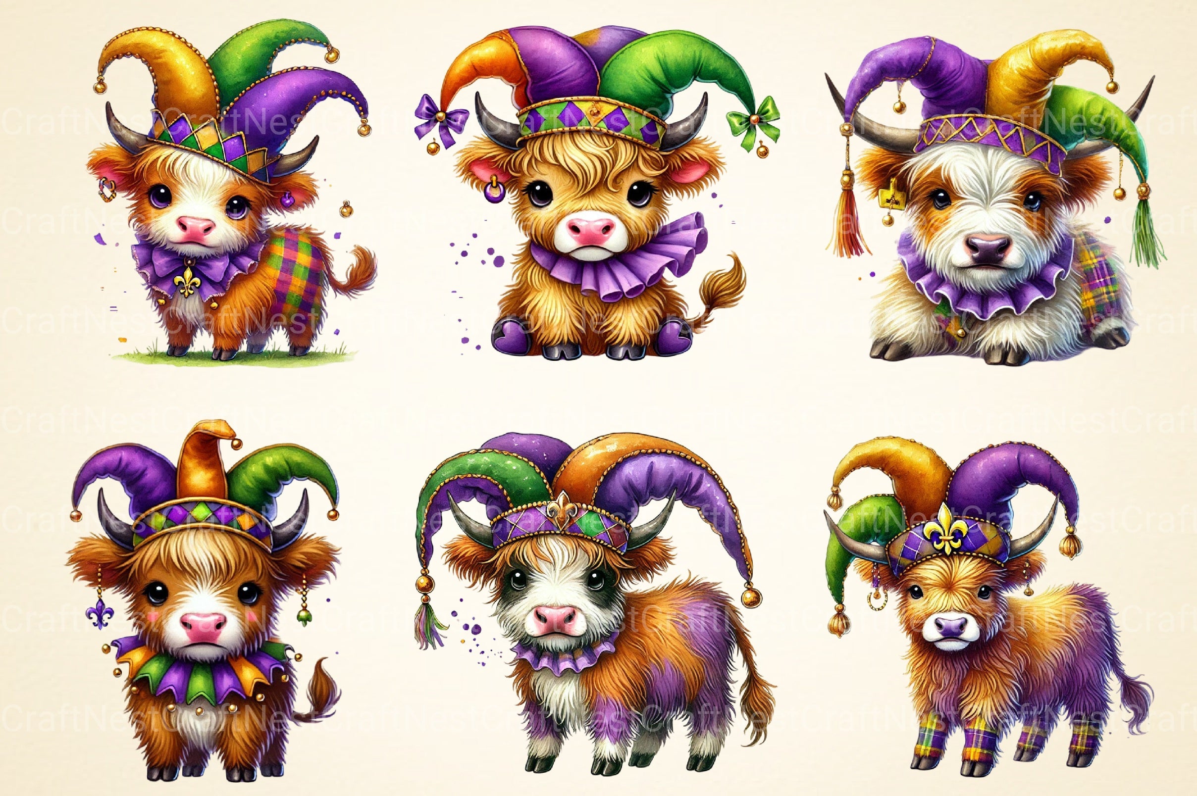 Highland Cow Clipart Bundle 12 - CraftNest - Digital Crafting and Art