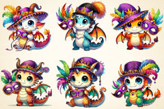 Mardi Gras Cartoon Dragon Clipart Bundle - CraftNest - Digital Crafting and Art