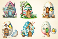 Easter Egg House Clipart Bundle - CraftNest - Digital Crafting and Art