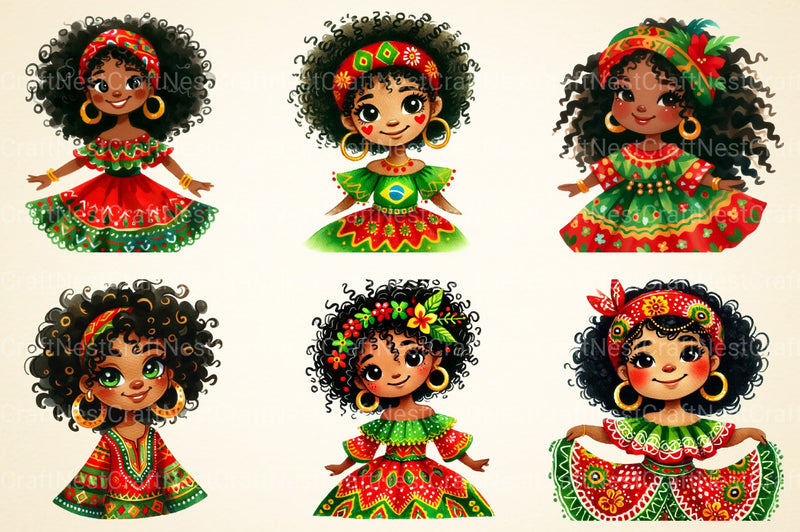 Black History Month Girls Clipart Bundle - CraftNest - Digital Crafting and Art