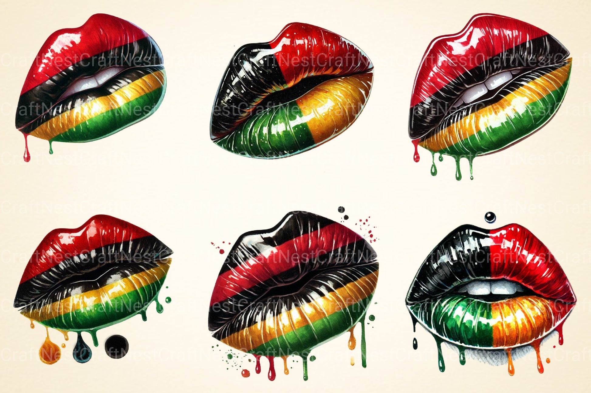 Black History Month Lips Clipart Bundle - CraftNest - Digital Crafting and Art