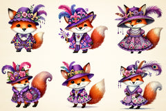 Mardi Gras Fox Clipart Bundle - CraftNest - Digital Crafting and Art