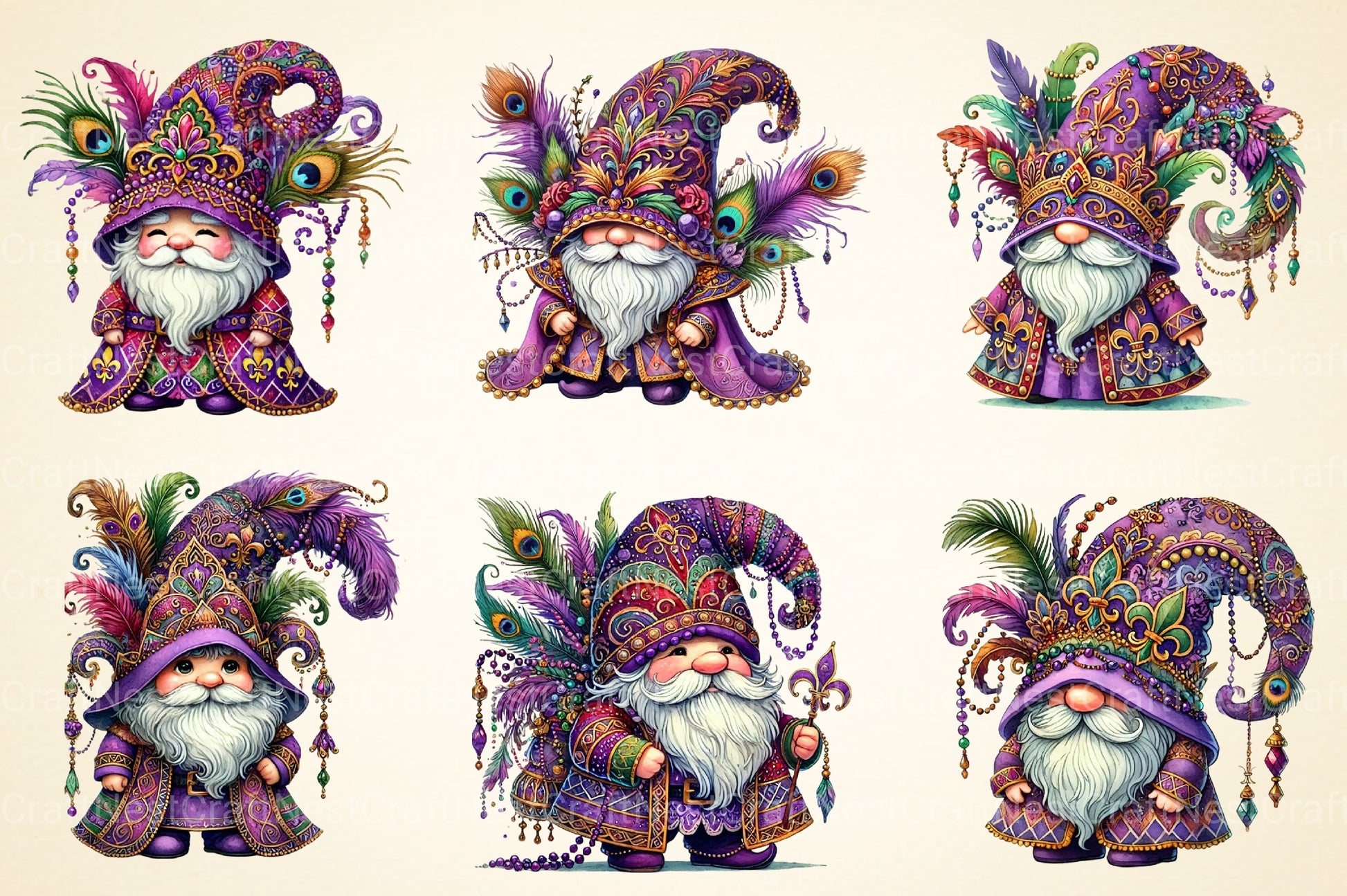 Mardi Gras Gnome Clipart Bundle 2 - CraftNest - Digital Crafting and Art