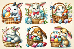 Easter Bunny In A Basket Clipart Bundle - CraftNest - Digital Crafting and Art