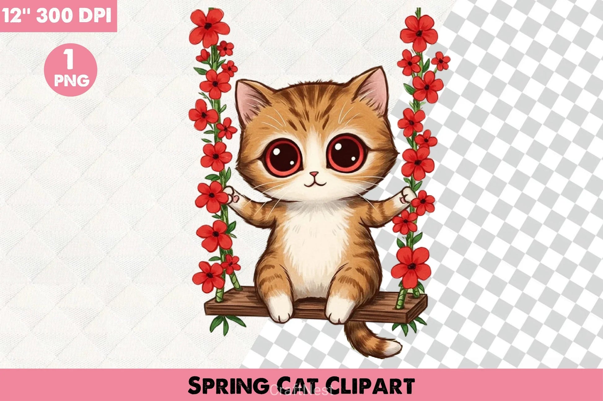 Spring Cat Clipart Bundle 4 - CraftNest - Digital Crafting and Art