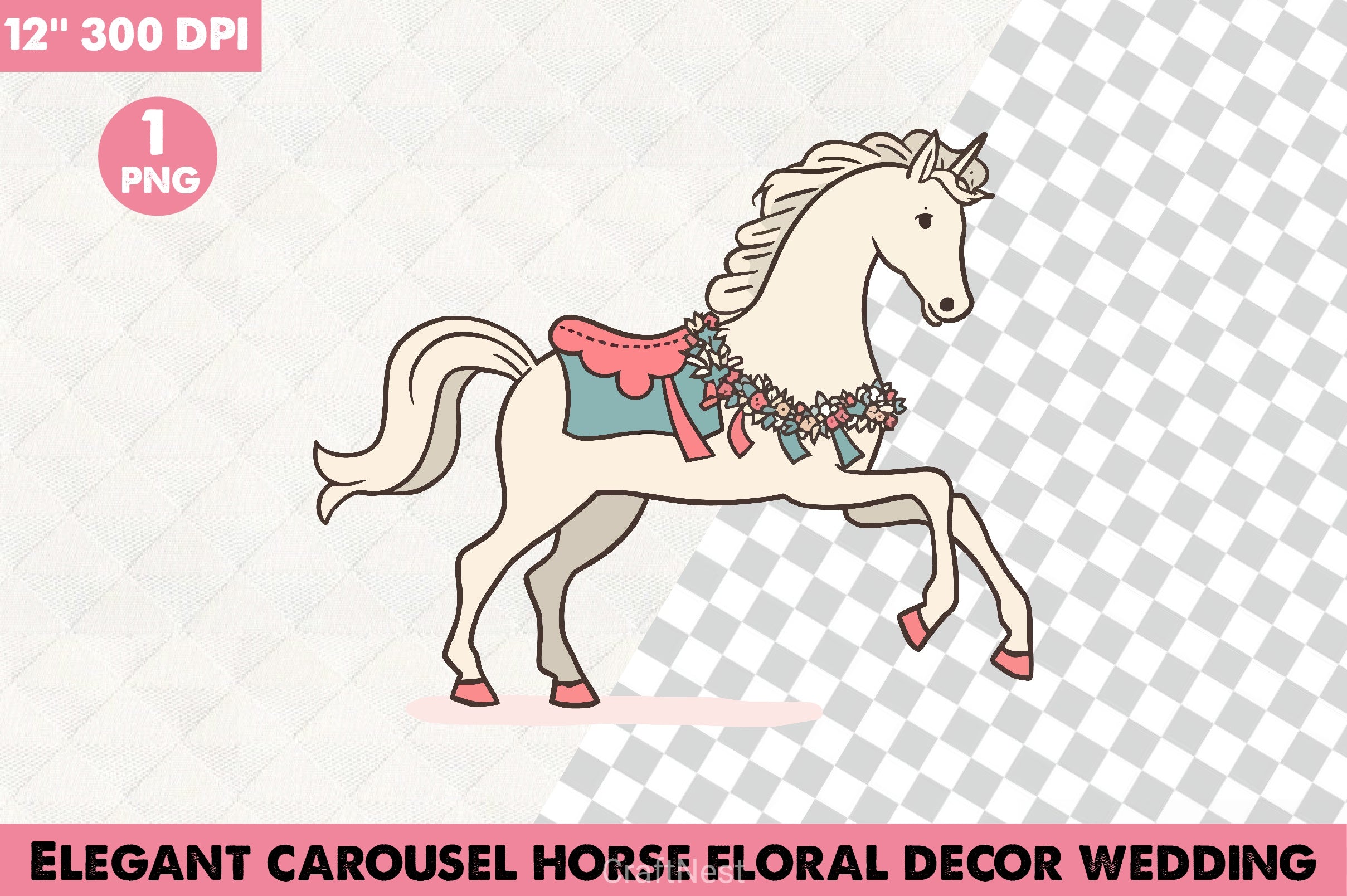Elegant Carousel Horse Wedding Clipart Bundle - CraftNest - Digital Crafting and Art