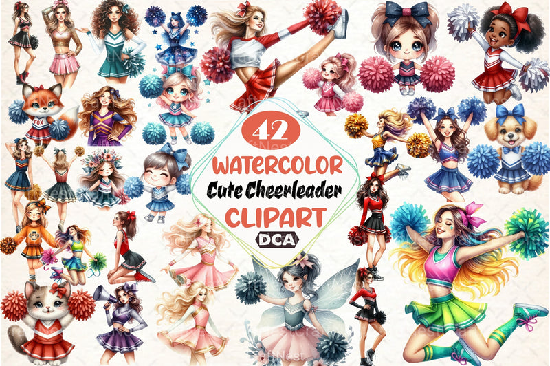 Cute Cheerleader Clipart Bundle 2 - CraftNest - Digital Crafting and Art