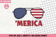 4th of July Merica Glasses Shirt Clipart Bundle - CraftNest - Digital Crafting and Art