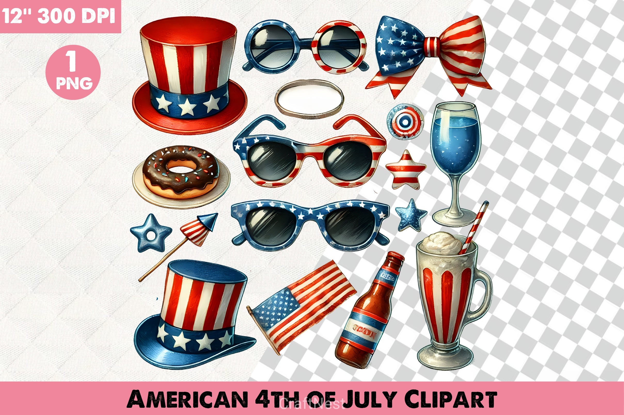 American 4th July Clipart Bundle - CraftNest - Digital Crafting and Art
