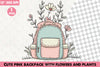 Cute Pink Floral Backpack Clipart Bundle