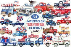 4th of July Truck Clipart Bundle 99 - CraftNest - Digital Crafting and Art
