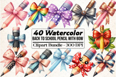 Pencil with Bow Back to School Clipart Bundle - CraftNest - Digital Crafting and Art
