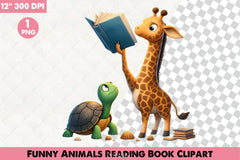 Funny Animals Reading Book Clipart Bundle 2 - CraftNest - Digital Crafting and Art