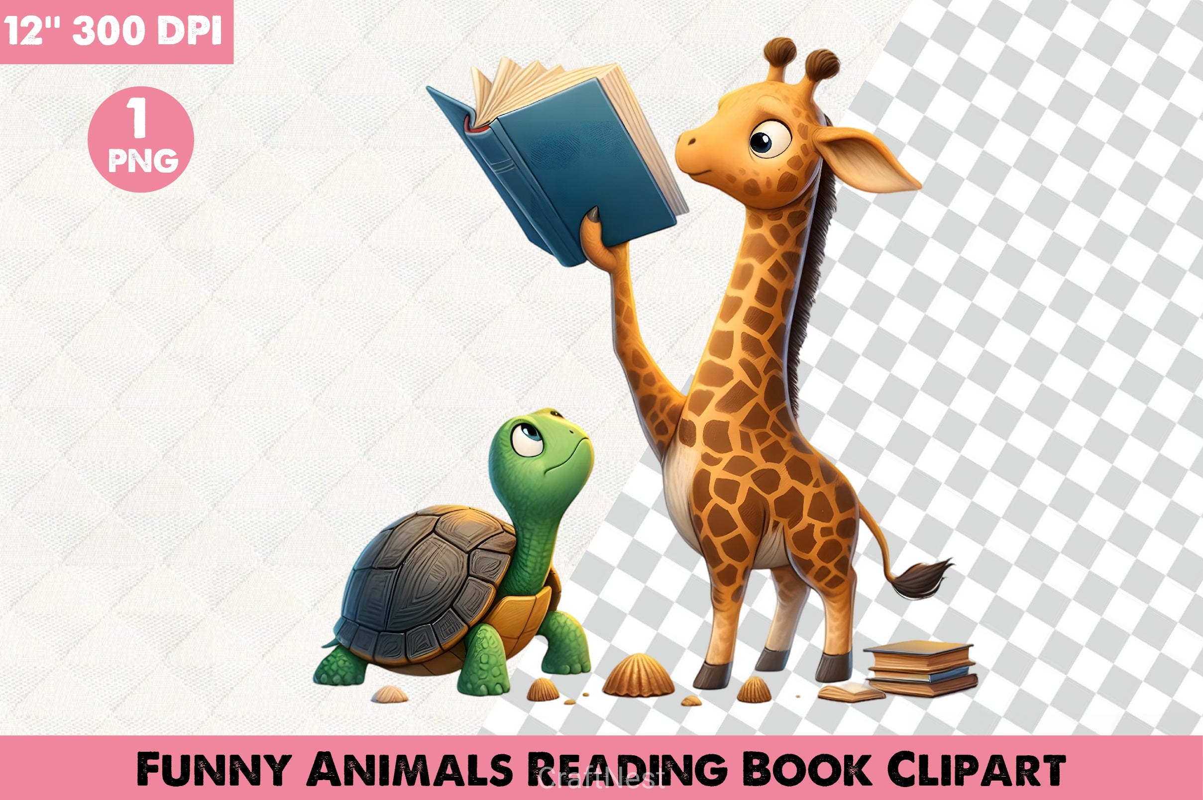Funny Animals Reading Book Clipart Bundle 2 - CraftNest - Digital Crafting and Art