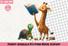 Funny Animals Reading Book Clipart Bundle 2