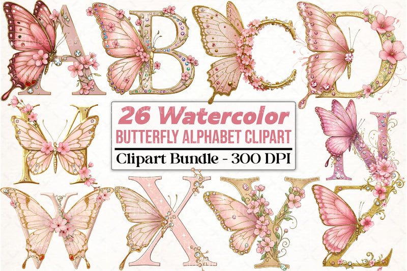Butterfly Alphabet Clipart Bundle 99 - CraftNest - Digital Crafting and Art