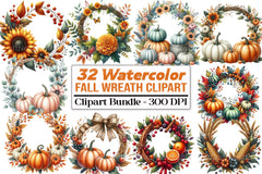 Fall Wreath Clipart Bundle - CraftNest - Digital Crafting and Art
