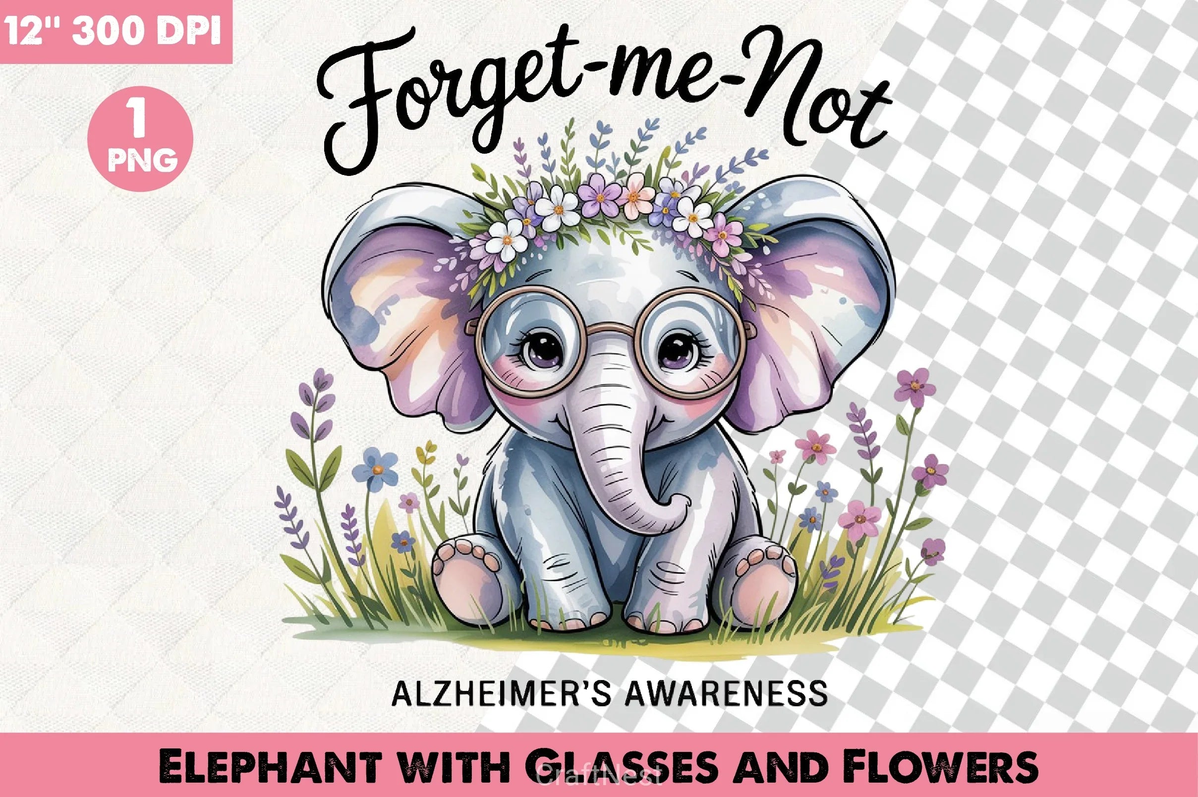 Elephant Glasses & Flowers Clipart Bundle - CraftNest - Digital Crafting and Art