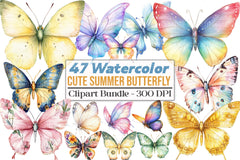 Cute Summer Butterfly & Flowers Clipart Bundle 98 - CraftNest - Digital Crafting and Art