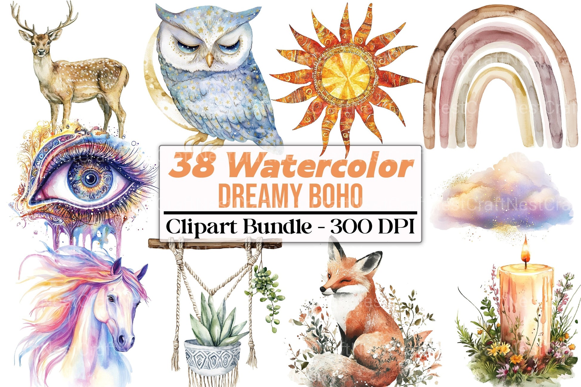 Dreamy Boho Clipart Bundle - CraftNest - Digital Crafting and Art