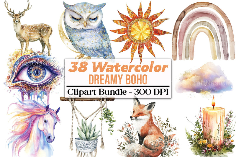 Dreamy Boho Clipart Bundle - CraftNest - Digital Crafting and Art