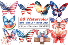 Butterfly 4th of July Clipart Bundle 34 - CraftNest - Digital Crafting and Art
