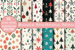 Minimalist Retro Christmas Patterns Clipart Bundle - CraftNest - Digital Crafting and Art